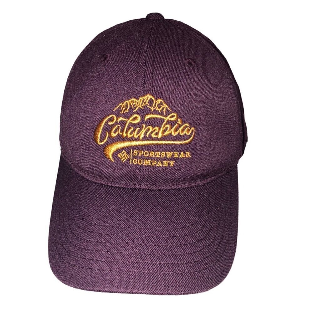 Columbia Sportswear Company Burgundy Adjustable Baseball Cap Hat Vtg Embroidered